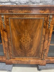 Victorian Napoleon III French Credenza Inlaid Gilt Metal Sideboard Cabinet 1800s