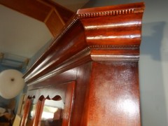 Antique Corner Cupboard Cabinet Walnut Divided Glass Door