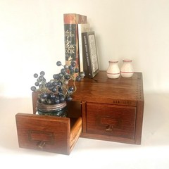 Antique Library Bureau Oak 2-Drawer Card Catalog File Cabinet Recipe Box GVC