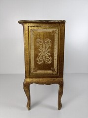 Florentine Wood Nightstand End Table Hall Cabinet White Gold Gilded Italian Hol