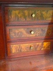 Antique Mahogany secretary desk Russian empire bronze ormolu columns 2pc 1810