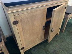 Vintage Asian Inspired Cabinet/Credenza with Black Laminate Top – MCM 1950s