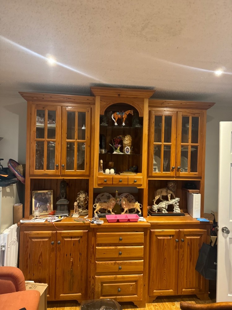 Custom built old cypress china cabinet