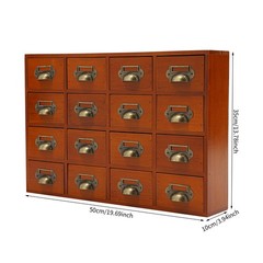 16 Drawers Tabletop Library Card Catalog Cabinet Vintage Apothecary Storage Box
