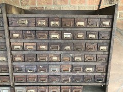 Antique W. C. Heller Wooden Apothecary Hardware Parts Cabinet 200+ Drawers
