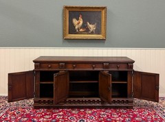 Antique English Renaissance Style Sideboard Server Entry Buffet Oak c.1930-40s