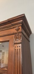 Vintage 20th Century French Provincial Hutch Cabinet With Glass Windows