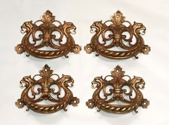 INCREDIBLE SET FOUR 18th 19thC NEOCLASSICAL GILT METAL CHEST of DRAWER HANDLES