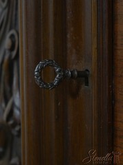 L73153: Vintage French Renaissance Carved Walnut China Cabinet