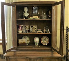 Antique Carved Oak Display Cabinet from Europe c1930 Art Deco