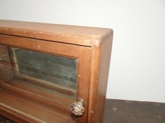 Antique Wall Mount Storage Cabinet w Two Shelves & Mirrored Back