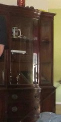Vintage Drexel mahogany bow-front china cabinet