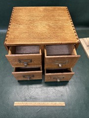 Antique Wagemaker Dovetailed Quarter Sawn Oak 4 Drawer Library Card Cabinet