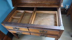19th Century Marble Top Possum Belly Copper Lined Bins Kitchen Bakers Cabinet