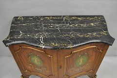 French Louis XV Adam Style Marble Top Kingwood Hand Painted Commode w/ Drawers