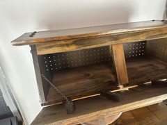 Onion Potato Bread Chips Antique Vintage Wooden Cabinet Country Kitchen