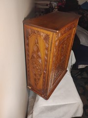 Fab Antique Arts & Crafts Wood Dutch Wall Cabinet Intricate Hd/Carved MUST SEE