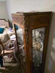 Vintage French Walnut Louis XVI Style Vitrine / Display Cabinet 65 x 28.5 x 16