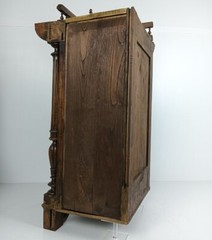 Stunning Antique Corner Cabinet Hand Carved Wood French Breton for right corner