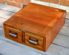 Globe Wernicke Card Catalog File Cabinet 2 drawer W-35-A Recipe Box