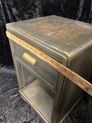 Vintage Metal Age Deco Simmons Furniture 1 Drawer Cabinet Side Table 22×14.5×13″
