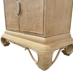 Chinoiserie Rattan Cabinet with Natural Bent Wood & Pencil Reed Base by Hickory