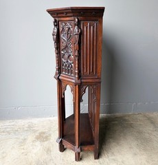 Vintage French Gothic Revival Cabinet/Console/Sideboard, Highly Carved Oak Wood