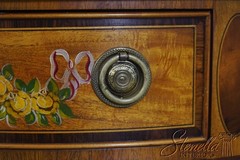 F70335: WELLINGTON HALL Satinwood Adams Painted Demi Lune Cabinet