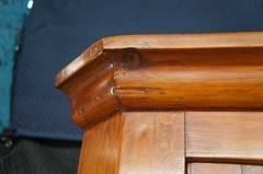 Antique Early American Primitive Pine Farmhouse Corner Cabinet Cupboard 90″