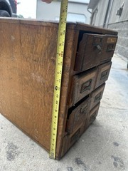 Vintage Solid Oak Library Card Index Card Drawer Organizer Original Furniture