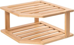 Bamboo Corner Shelf,2 Tier Plate Organizer for Cabinet and 1 Pc, Natural
