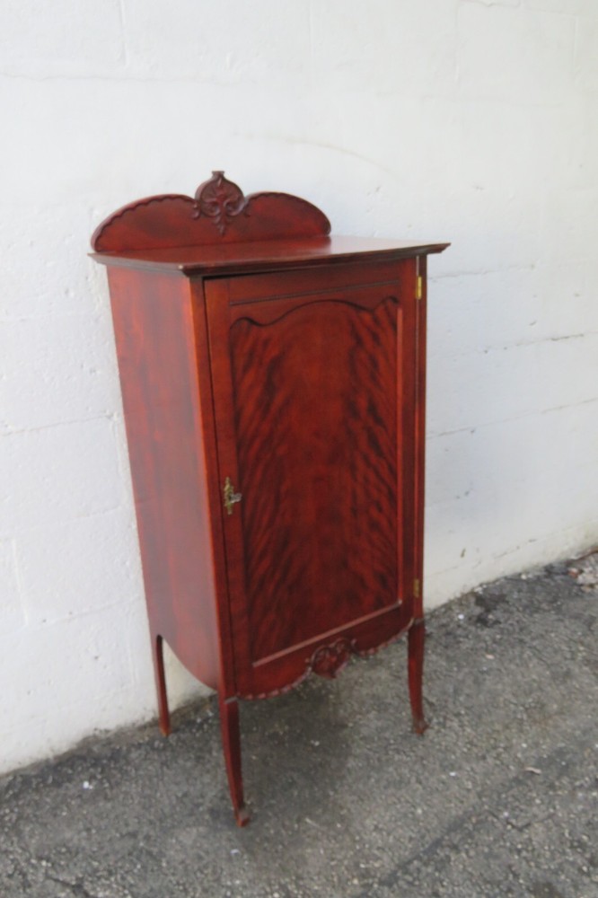 Late 1800s Victorian Carved Storage Music Record Cabinet 5962