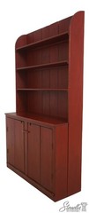 L71161: Country Red Paint Decorated Step Back Cupboard Hutch