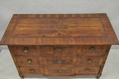 Antique Italian Biedermeier Burr Walnut 3 Drawer Commode Dresser Chest of Drawer
