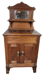 WALNUT VICTORIAN PARLOR ICEBOX Enoch Farson Company Phila.