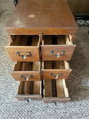 Vintage Shaw-Walker Wooden 6-Drawer Card Catalog With removable top
