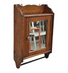Antique Wall Mounted Wood Medicine Cabinet Mirrored Door 17x24x5.5 in