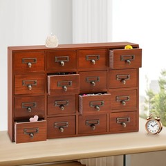 Vintage 16 Drawer organizer Tabletop Cabinet 50*10*35cm Apothecary Storage Box