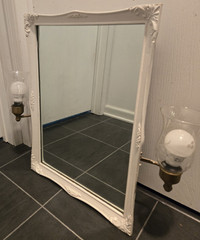 VINTAGE SEARS FRAMED MIRROR MEDICINE CABINET WITH SCONCE LIGHTS