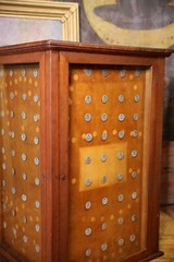 Antique Display Case Apothecary Cabinet Tiger Oak Locker Tags Keys Vintage Wood