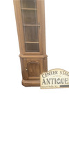 64573 PAIR Oak Corner Cabinet Curio s With 3 wood and glass shelves each