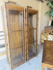 Pair of Signed Weiman Chinoiserie Pagoda Curio Cabinets
