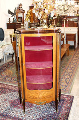 Antique French Rosewood Napoleon III Display Cabinet Glass Door