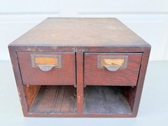 Antique Globe Wooden Index Card Catalog File Cabinet Oak 4 Drawer
