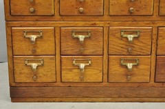 Antique Arts & Crafts Library 15 Drawer Mission Oak Stacking Card File Cabinet