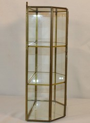 Vintage 3-Tier Brass Glass Mirrored Curio Cabinet Hanging Tabletop Display 14×10