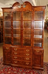 Henredon Aston Court Burl Wood Beveled Glass Bookcase China Cabinet Breakfront