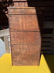 Mid 19th Century Old Red Paint Child’s Stepback Cupboard 24″ x 13″ x 9″