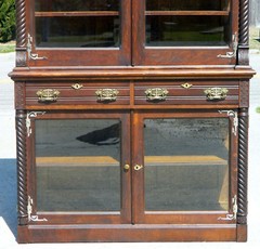 Tiger Oak Step-back China Cabinet~Bookcase~Display Cabinet circa 1890