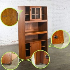 Scandinavian Modern Teak 2 Piece Display Cabinet or Bookcase Made in Denmark